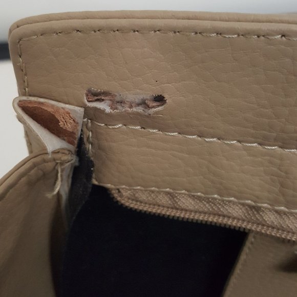 Women's MICHAEL KORS Large Luggage Beige Leather Satchel Bag Tote Handbag - Picture 15 of 16